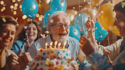 En elegant bursdagskake med tallet 70 og festlige dekorasjoner som symboliserer denne viktige milepælen