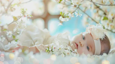 Et vakkert dåpskort med blå og rosa detaljer og en liten sølvkors som symboliserer dåpen